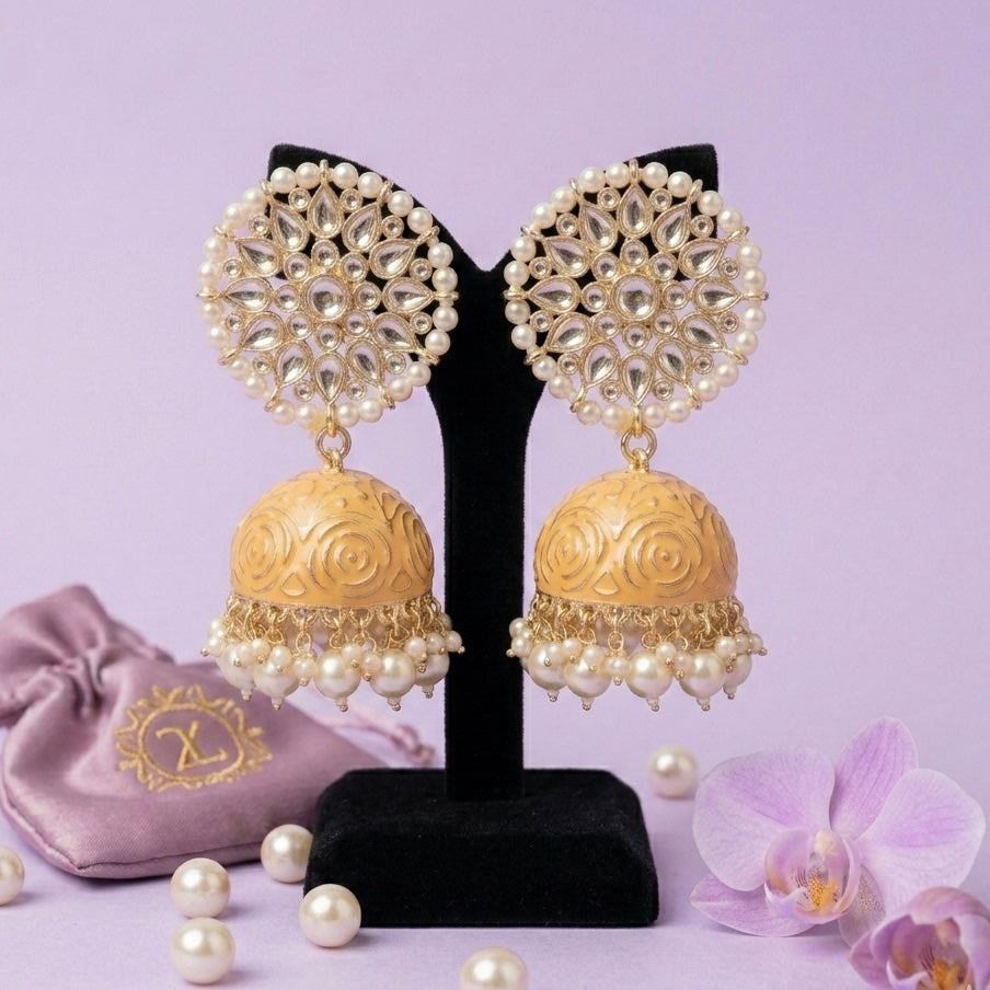 Oversized Peach Jhumkas