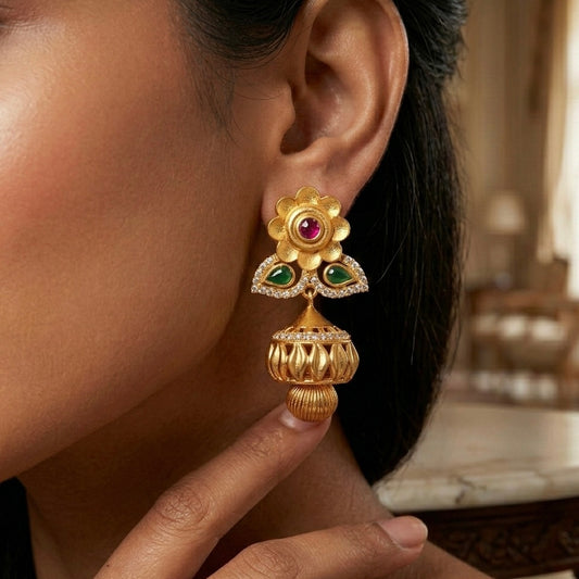 Antique Jhumkis With Gold Plating