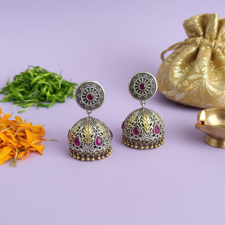 Classic Two Tone Plating Jhumkas