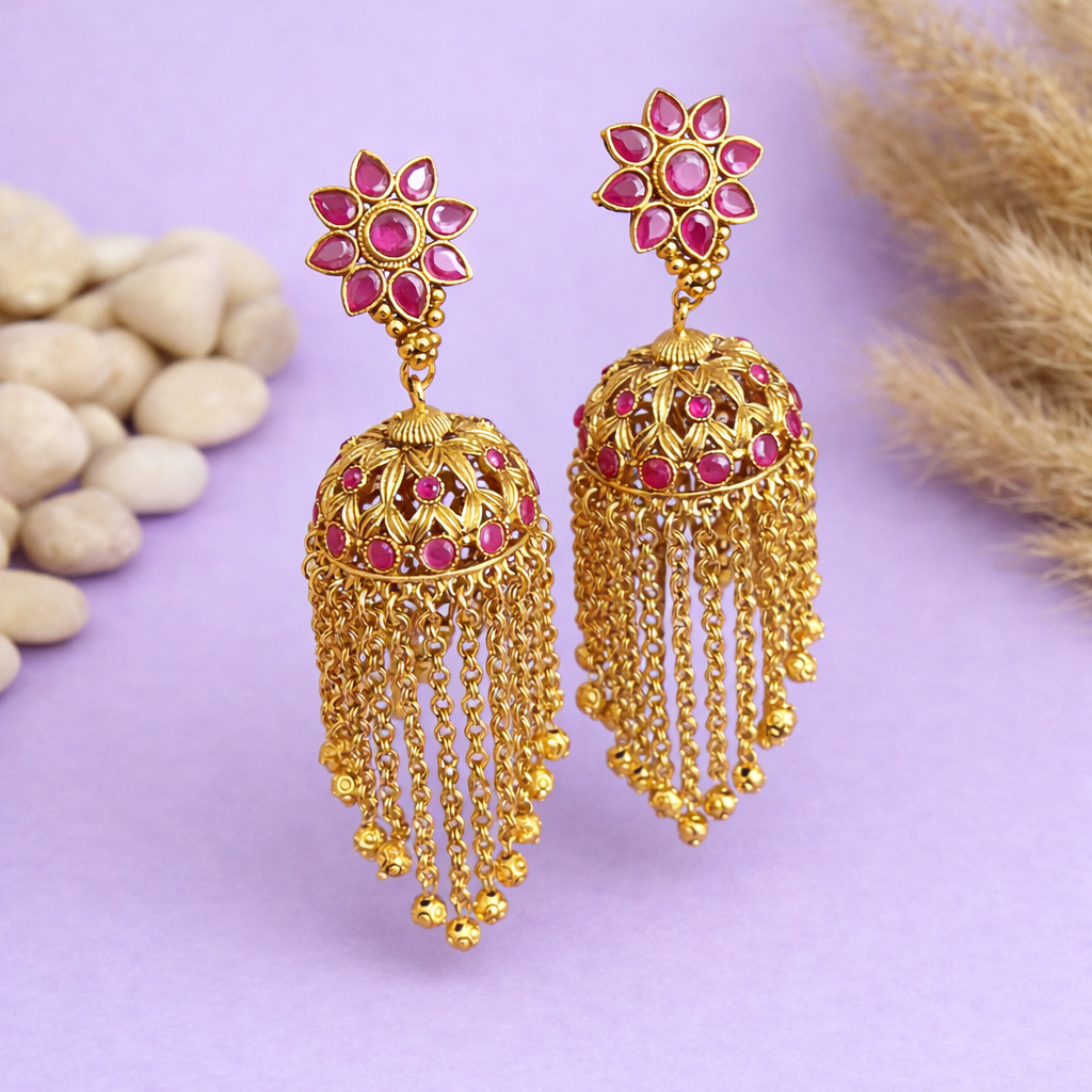 Antique Ruby Jhumkas