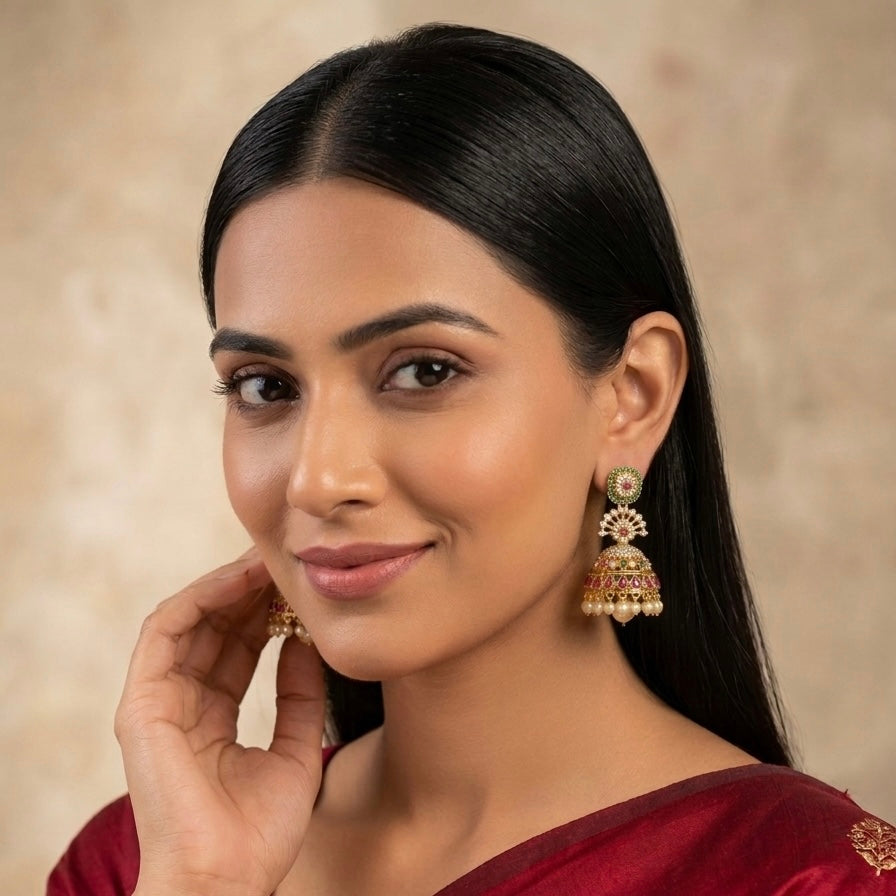 Gold Plated Cz Jhumkas