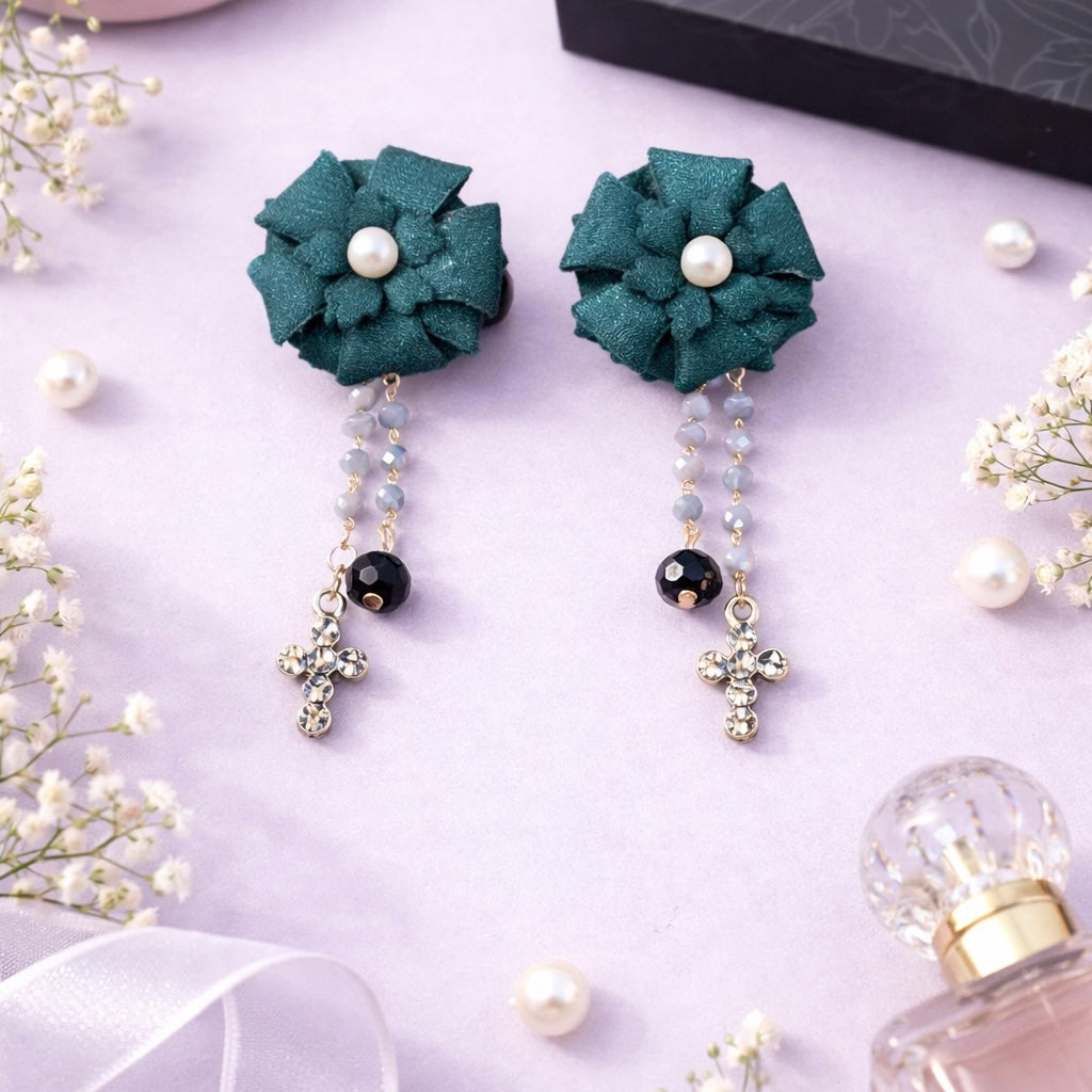 Vintage Fabric Flower Earring