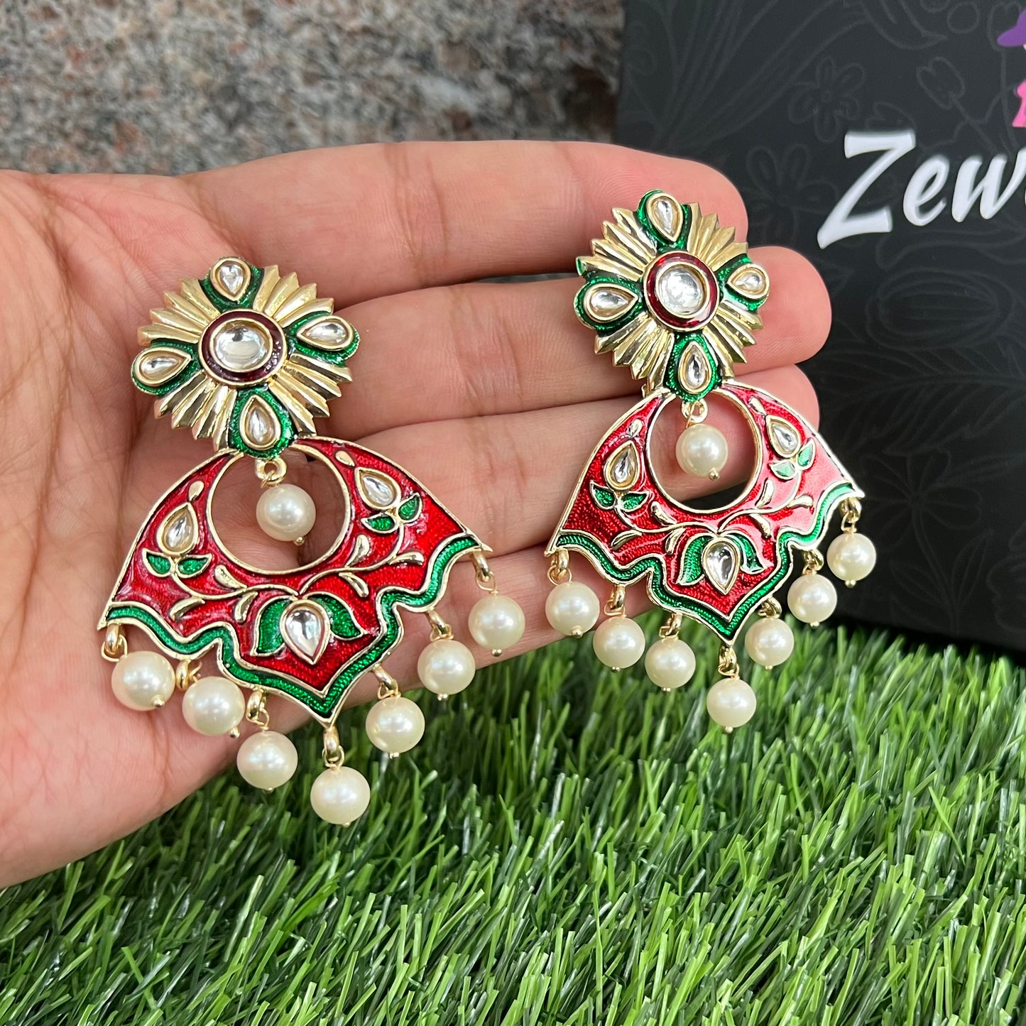 Gold Plated Meenakari Earrings
