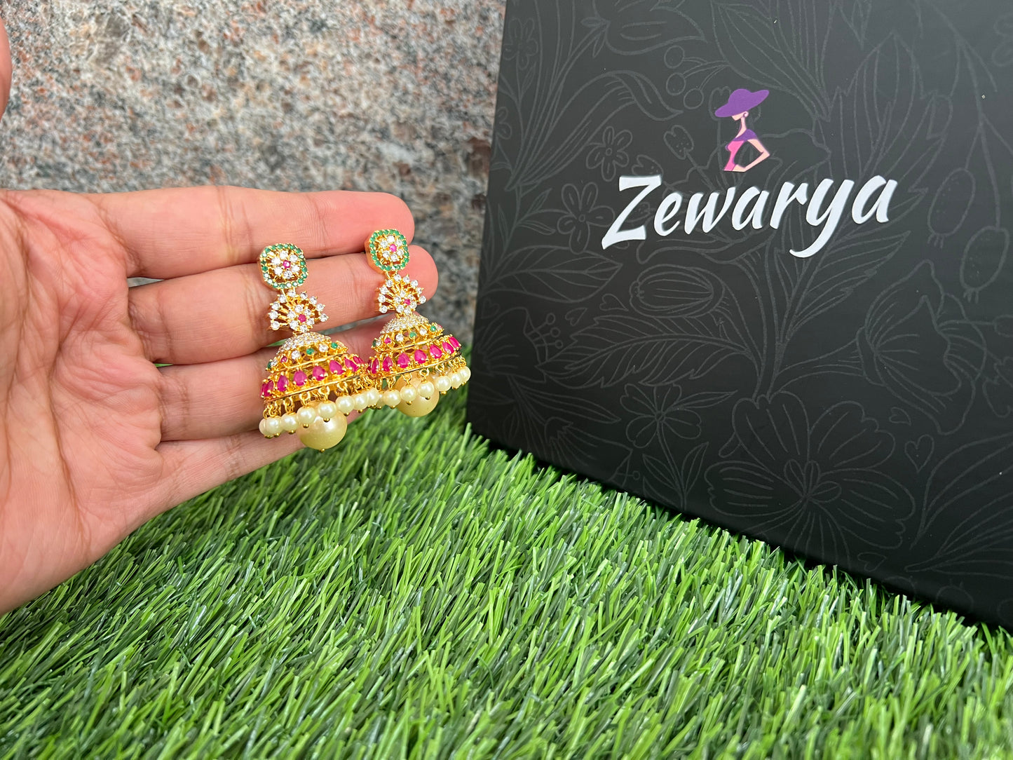 Gold Plated Cz Jhumkas