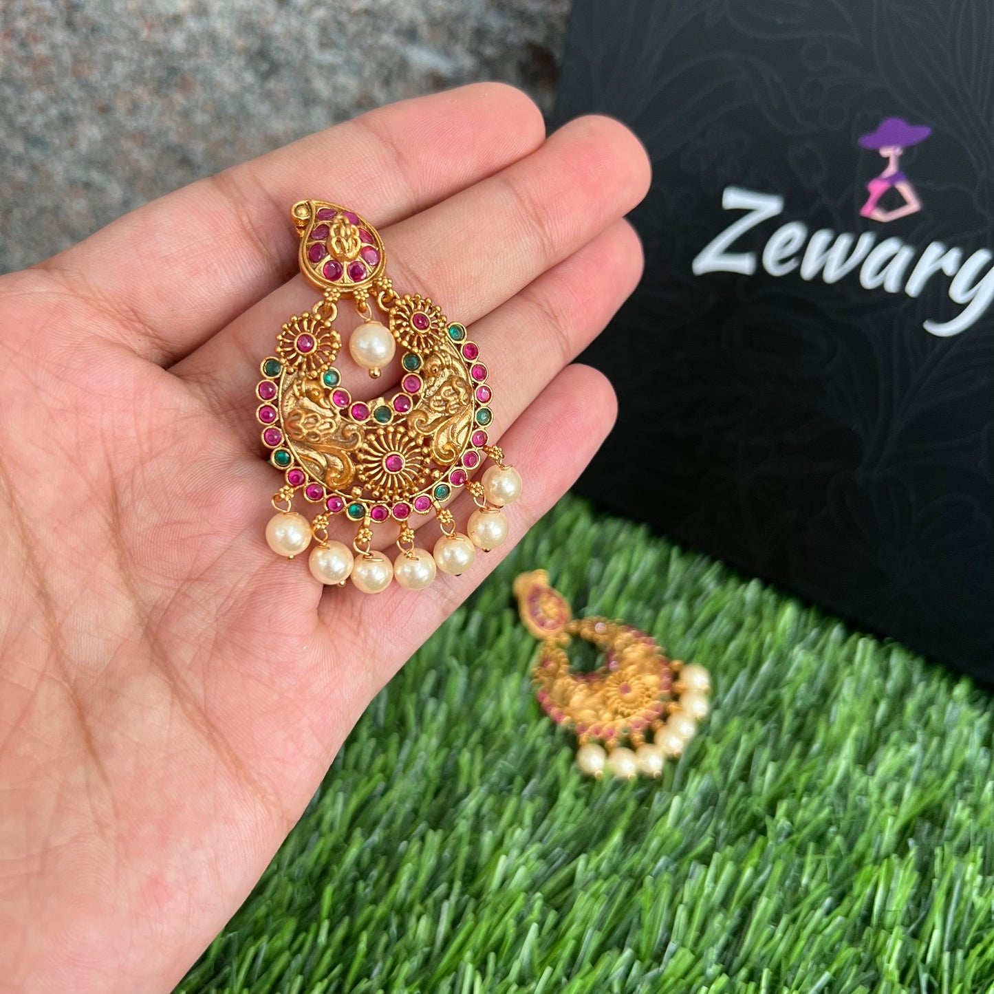 Matte Gold Plated Chand Earrings