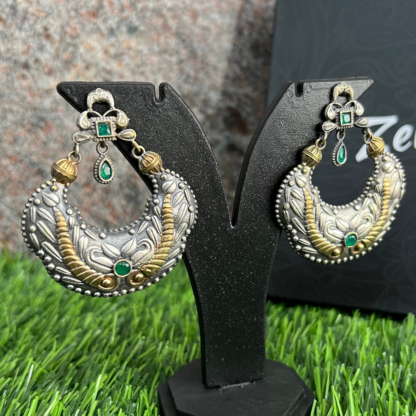 Two Tone Plated Chand Earring