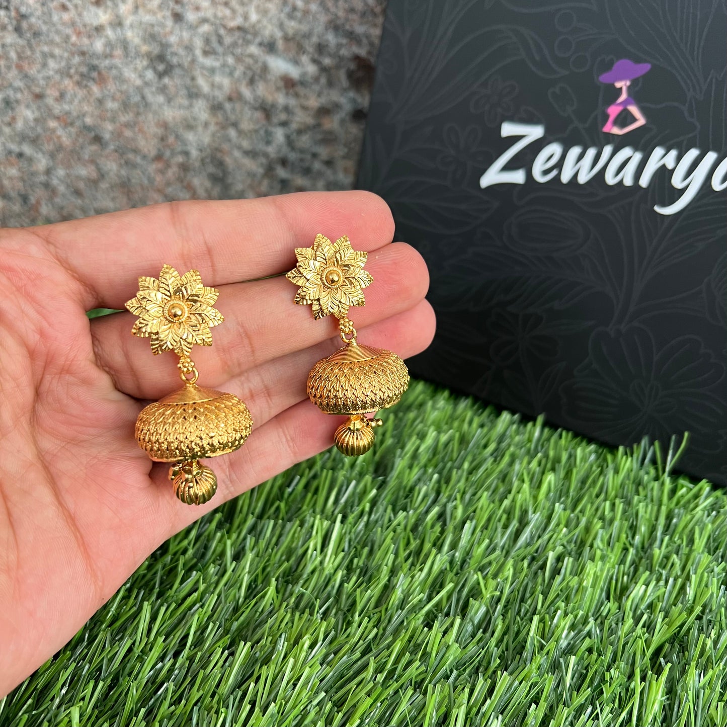 Gold Plated Flower Jhumkas