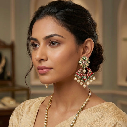 Gold Plated Meenakari Earrings