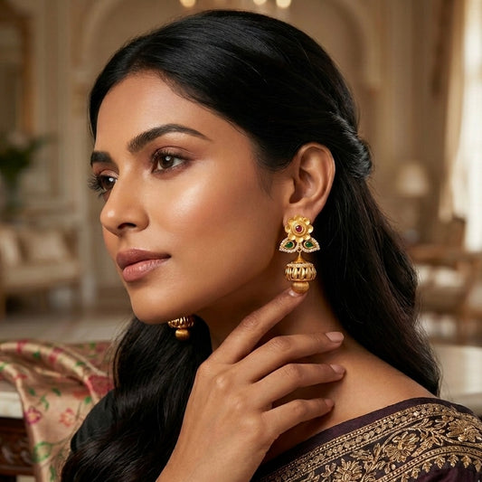 Antique Jhumkis With Gold Plating