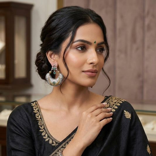 Two Tone Plated Chand Earring