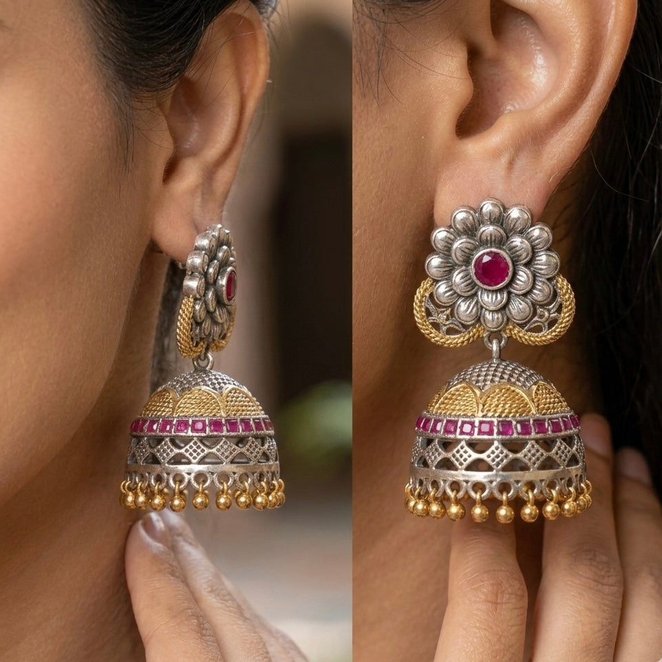 Beautiful Dual Tone Jhumkas