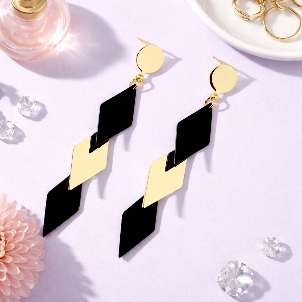 925 Black Drop Earrings
