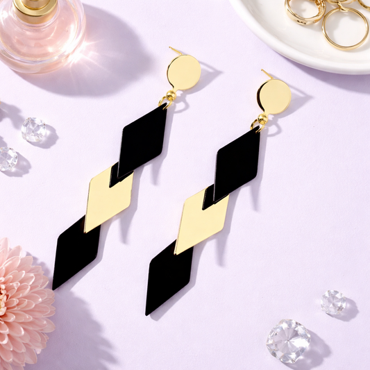 925 Black Drop Earrings