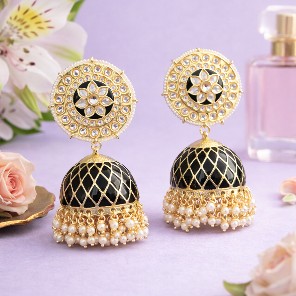 Black Oversized Jhumkas
