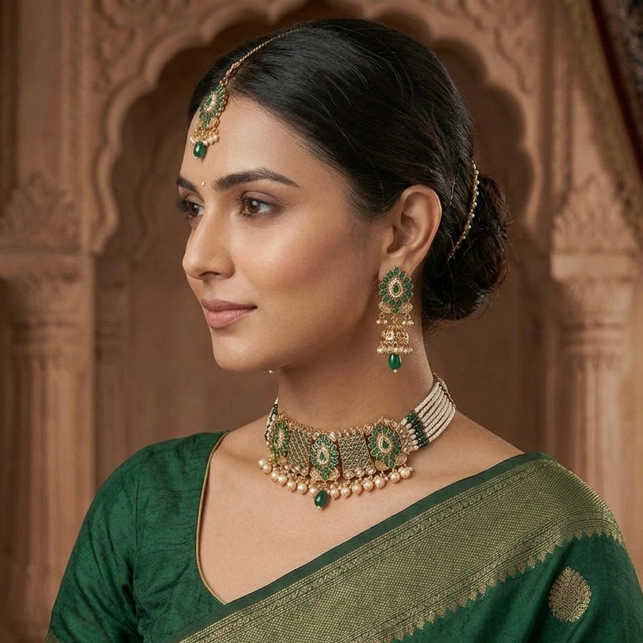 Mumtaz Emerald Bridal Choker