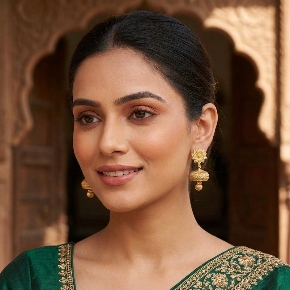 Gold Plated Flower Jhumkas