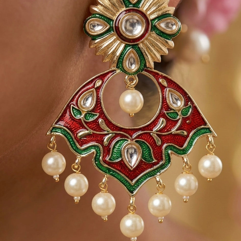 Gold Plated Meenakari Earrings