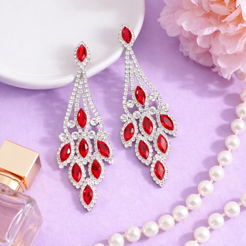 Sparkling Ruby/Emerald Earrings