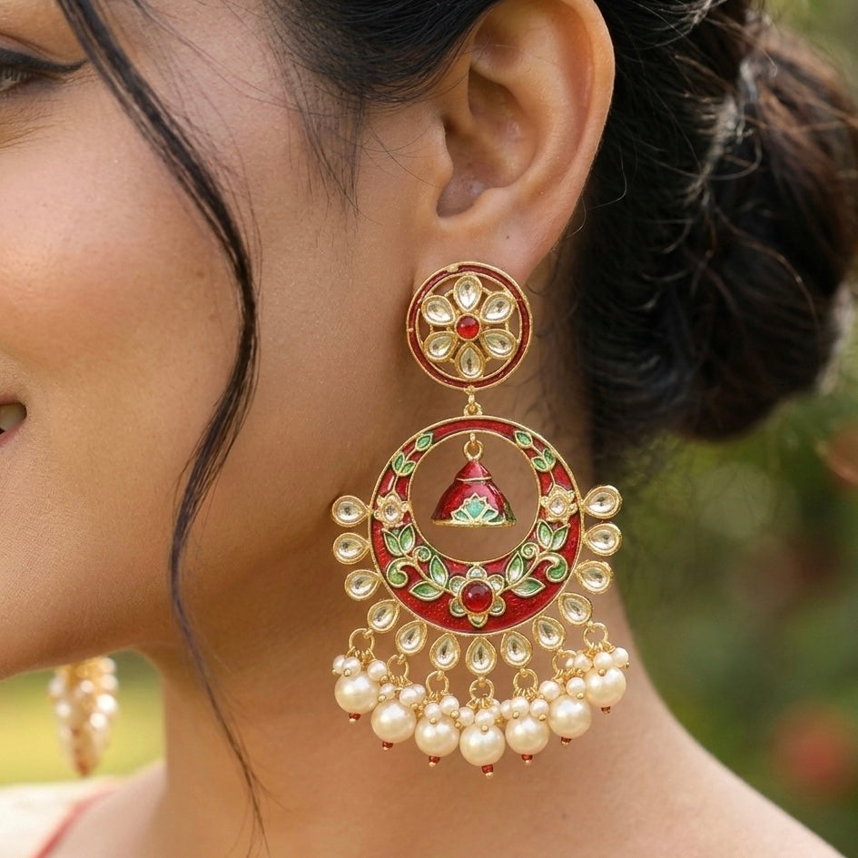 Handmade Meenakari Chandbali