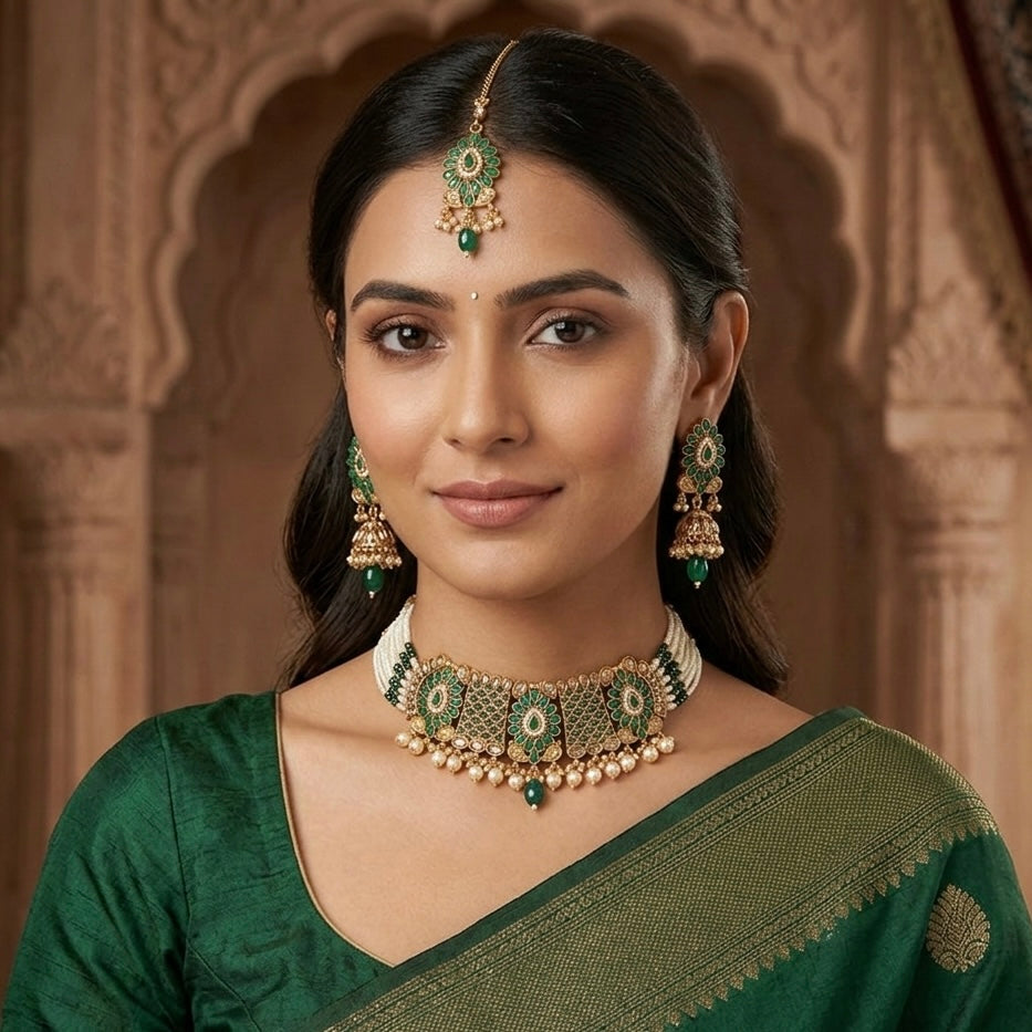 Mumtaz Emerald Bridal Choker