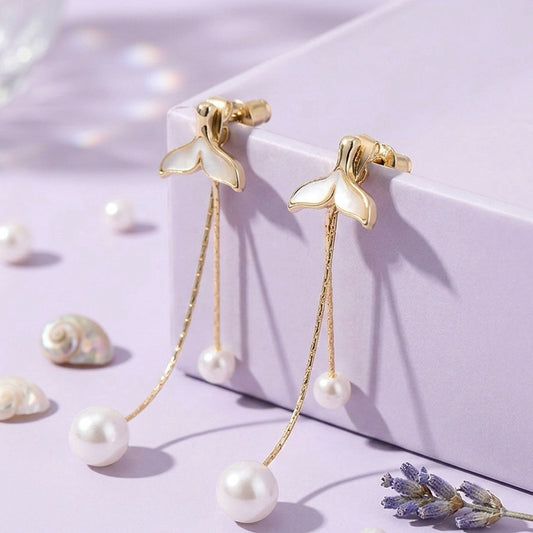 Pearl Fish Tail Earrings