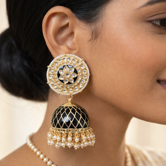 Black Oversized Jhumkas