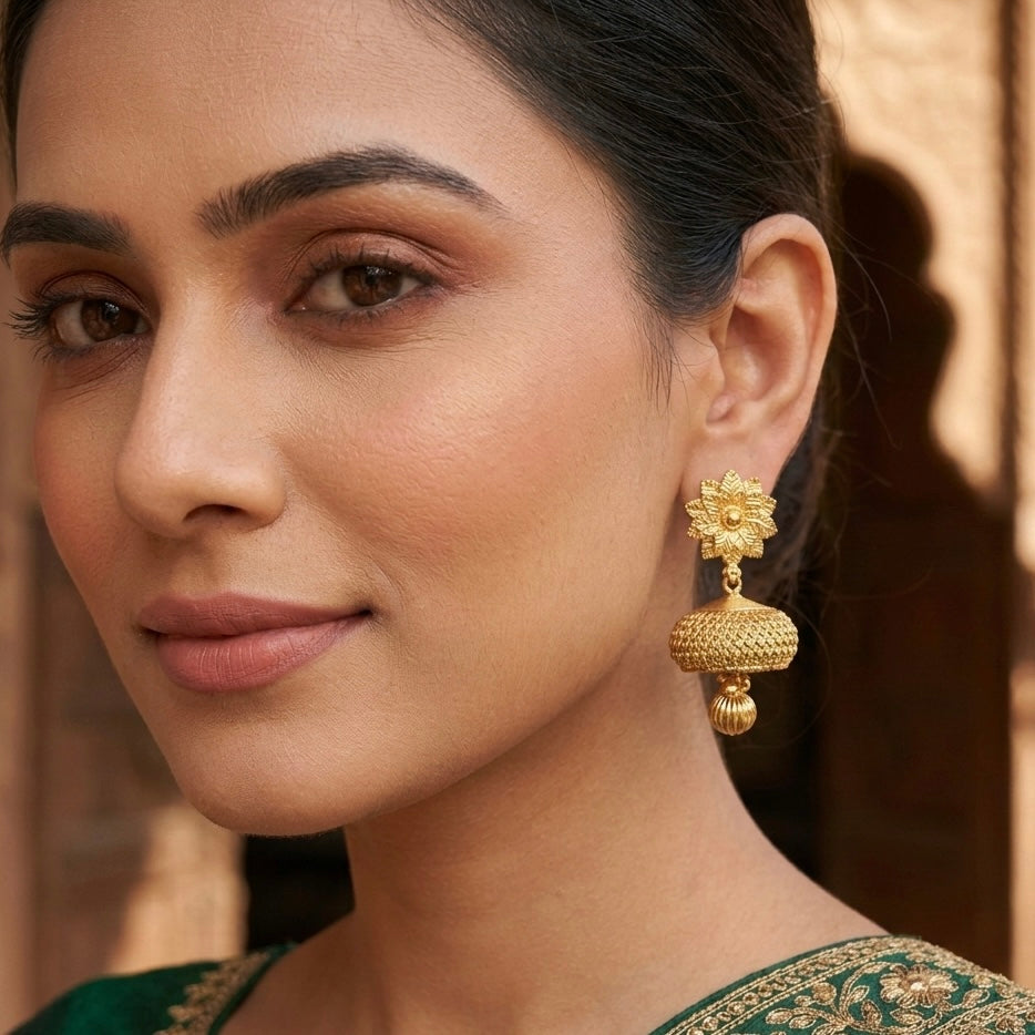 Gold Plated Flower Jhumkas