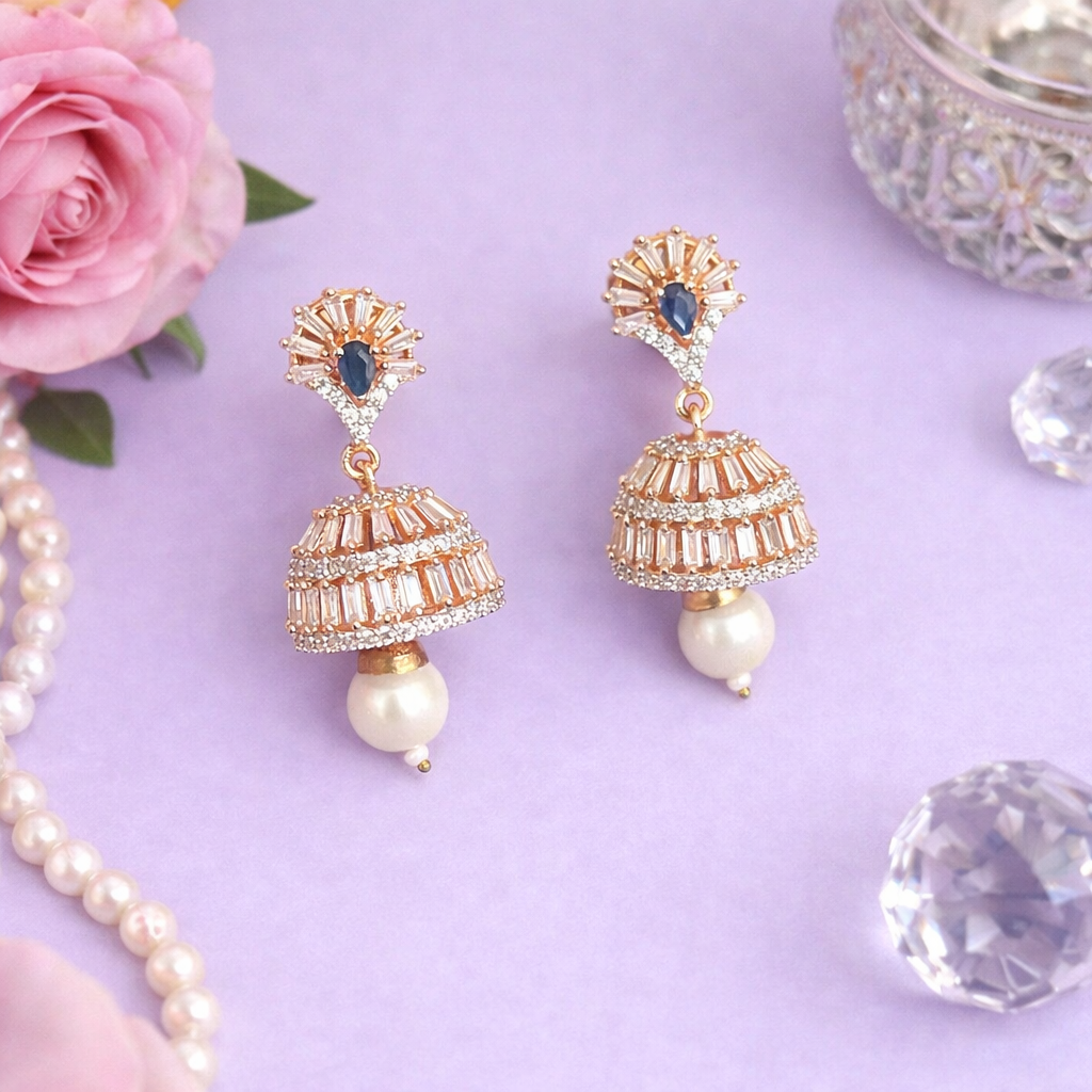 Handmade Cz Jhumkas