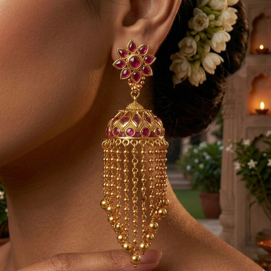 Antique Ruby Jhumkas