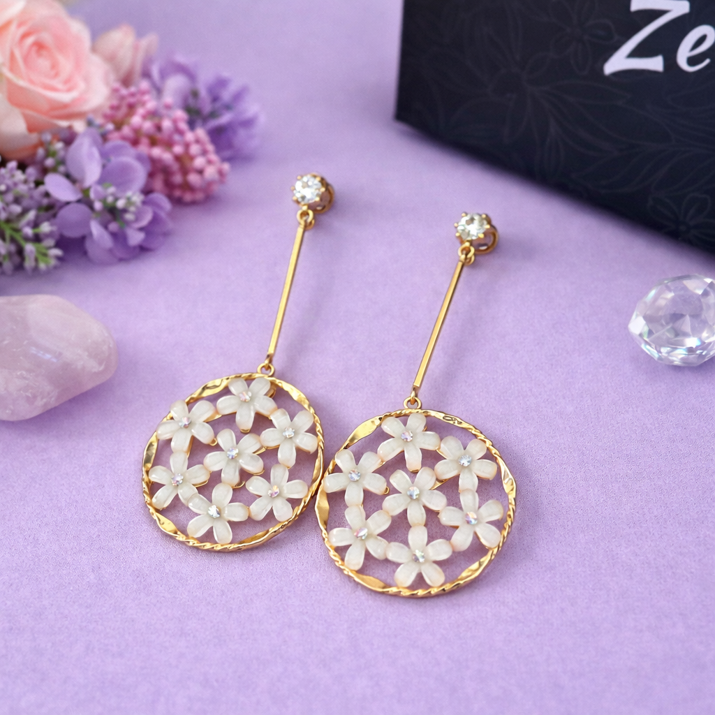 Gold Plated Flower Earrings