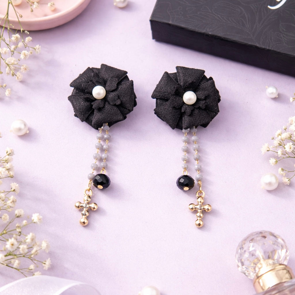 Vintage Fabric Flower Earring