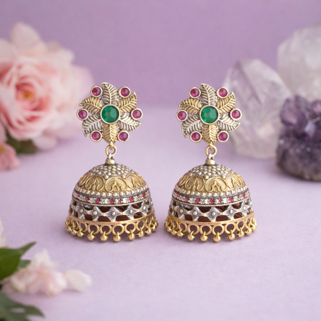 Handmade Leaf Jhumkas