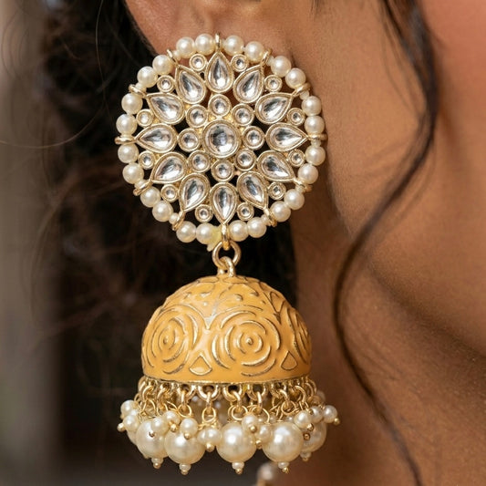 Oversized Peach Jhumkas