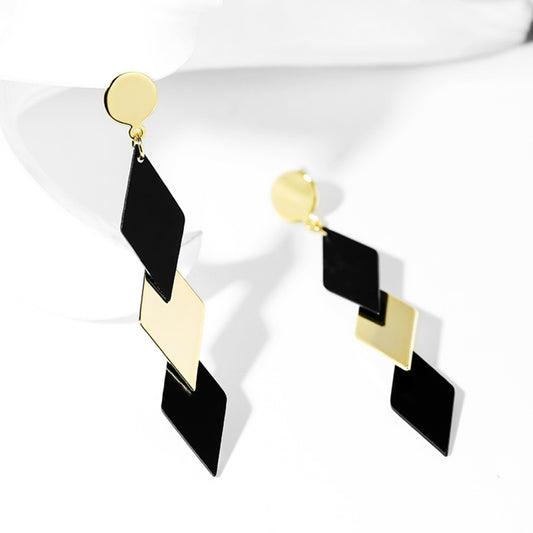 925 Black Drop Earrings