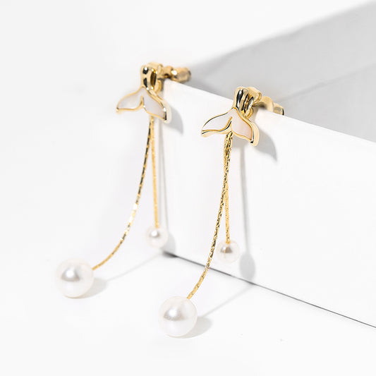 Pearl Fish Tail Earrings