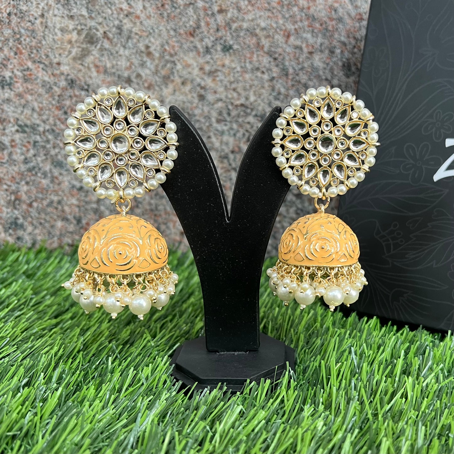 Oversized Peach Jhumkas