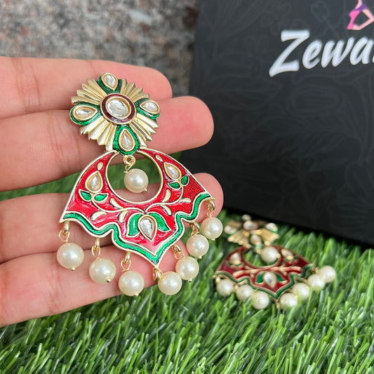 Gold Plated Meenakari Earrings