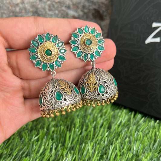 Handmade Green Jhumkas