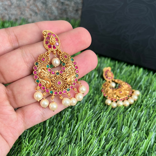 Matte Gold Plated Chand Earrings