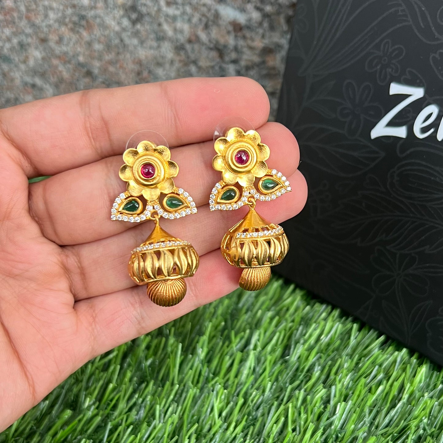 Antique Jhumkis With Gold Plating