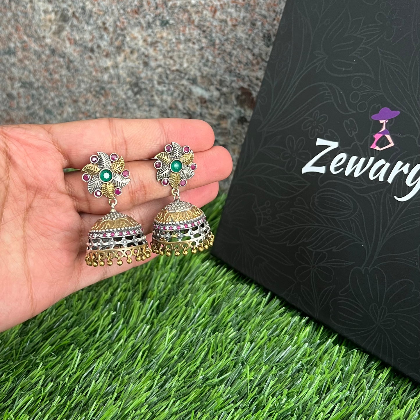 Handmade Leaf Jhumkas