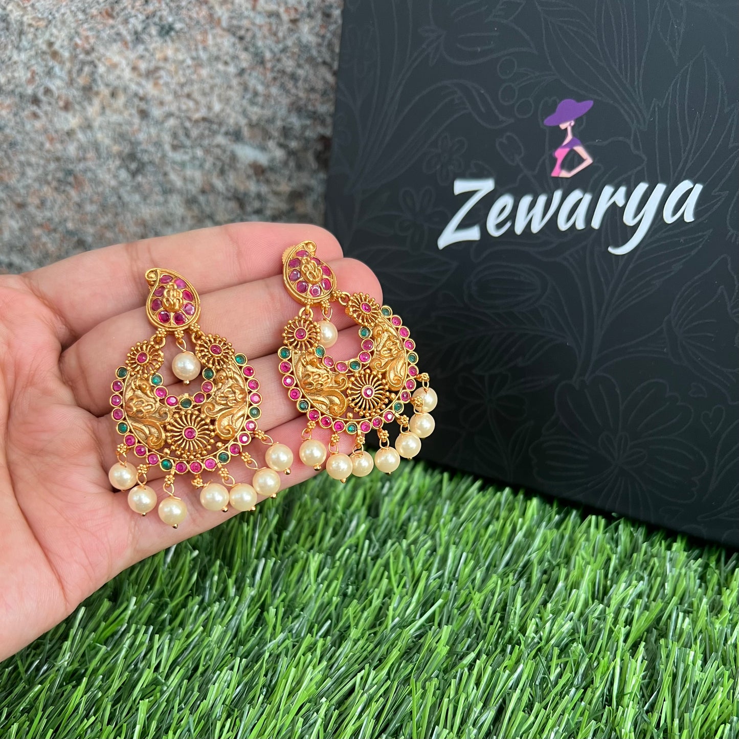 Matte Gold Plated Chand Earrings