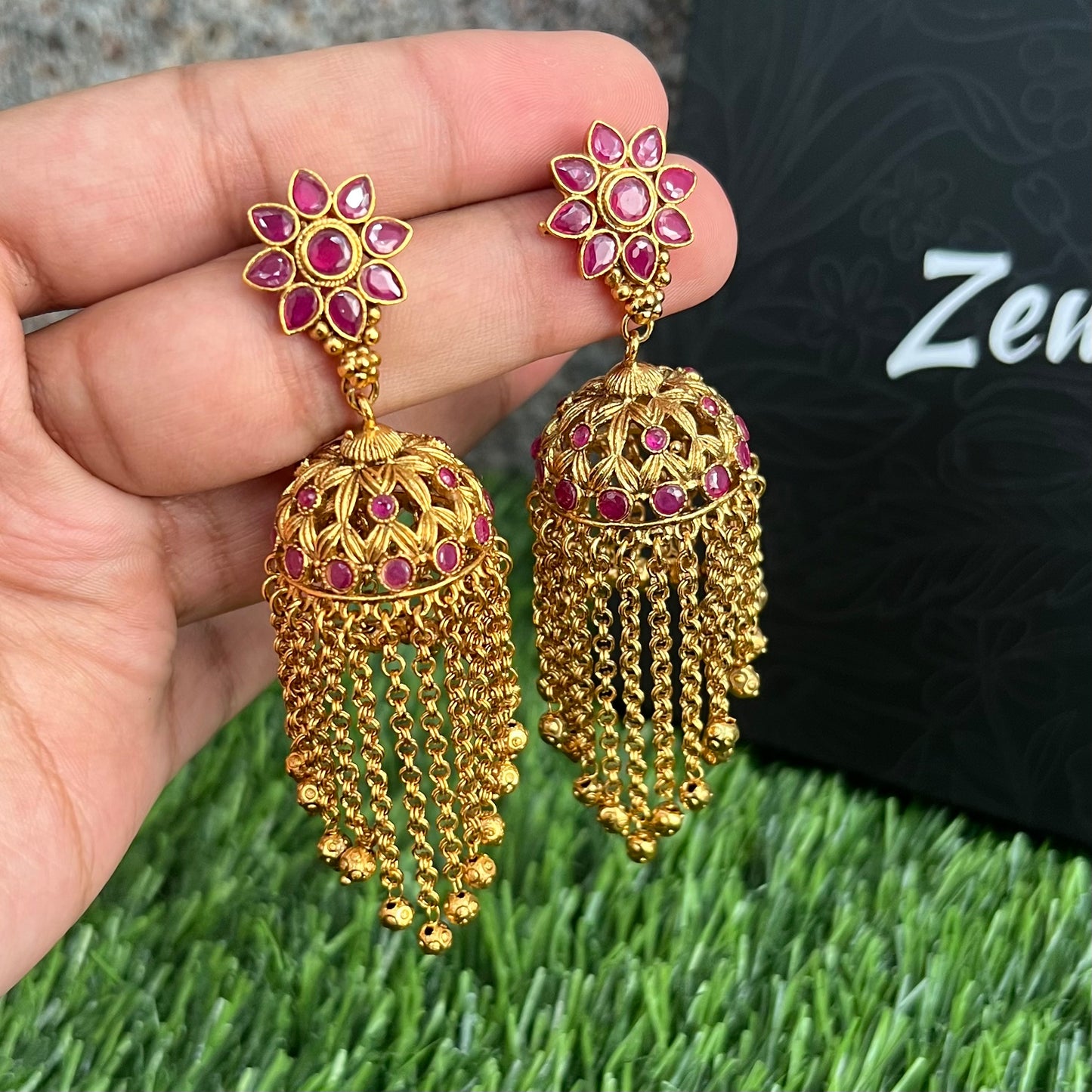 Antique Ruby Jhumkas