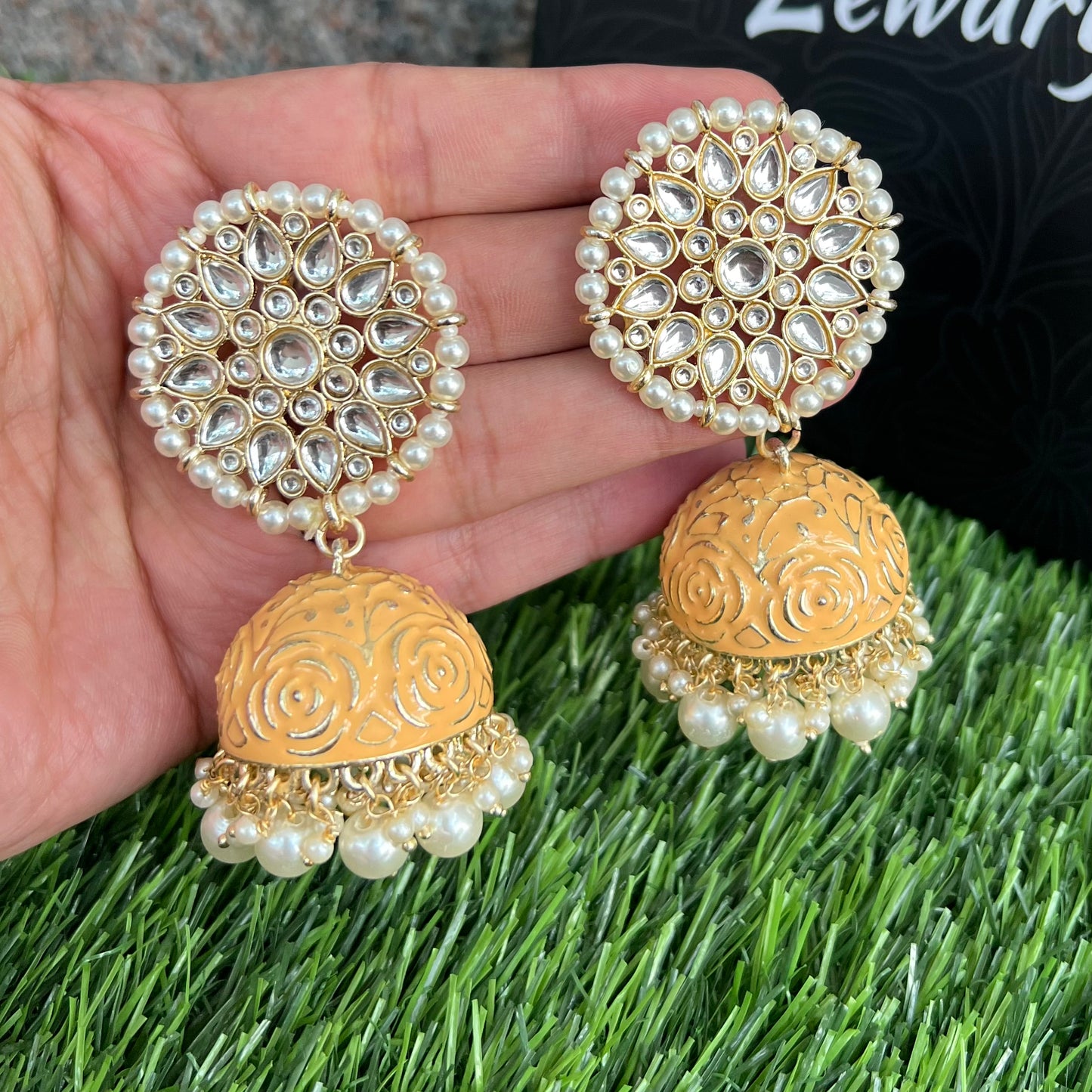Oversized Peach Jhumkas