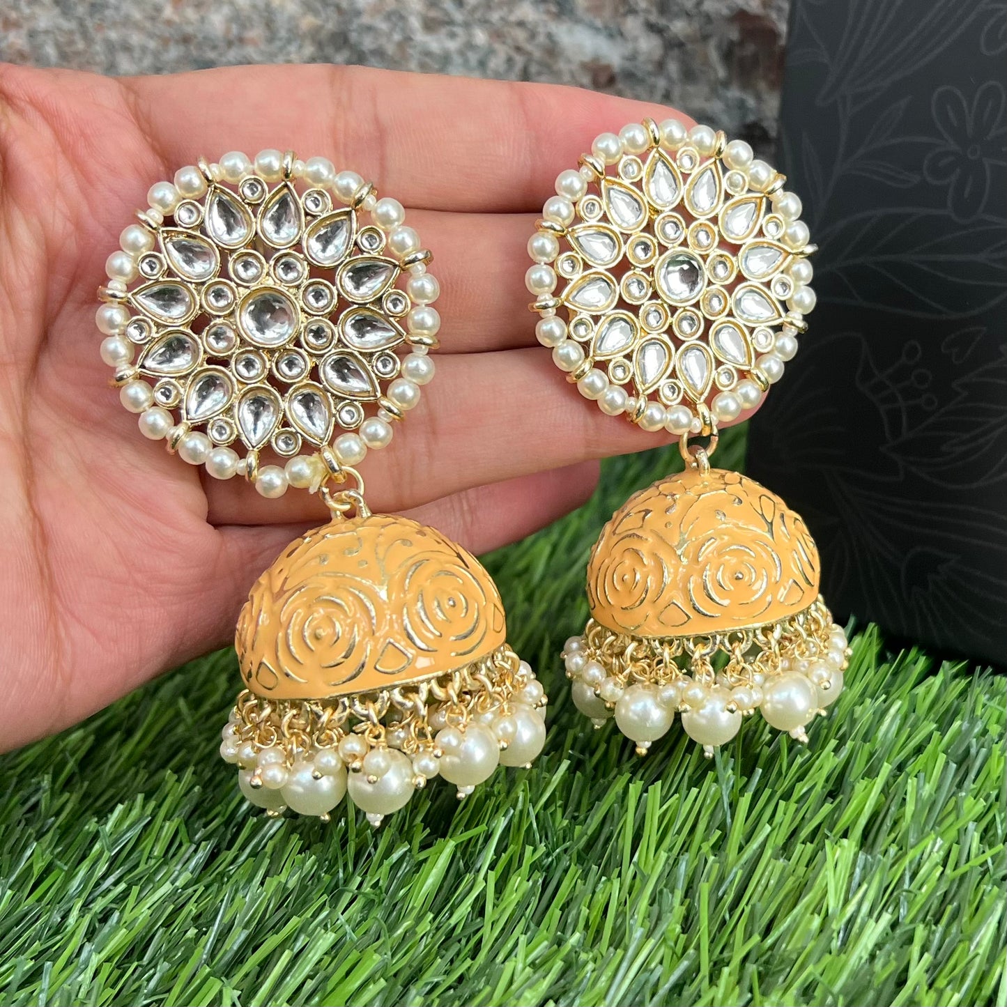 Oversized Peach Jhumkas