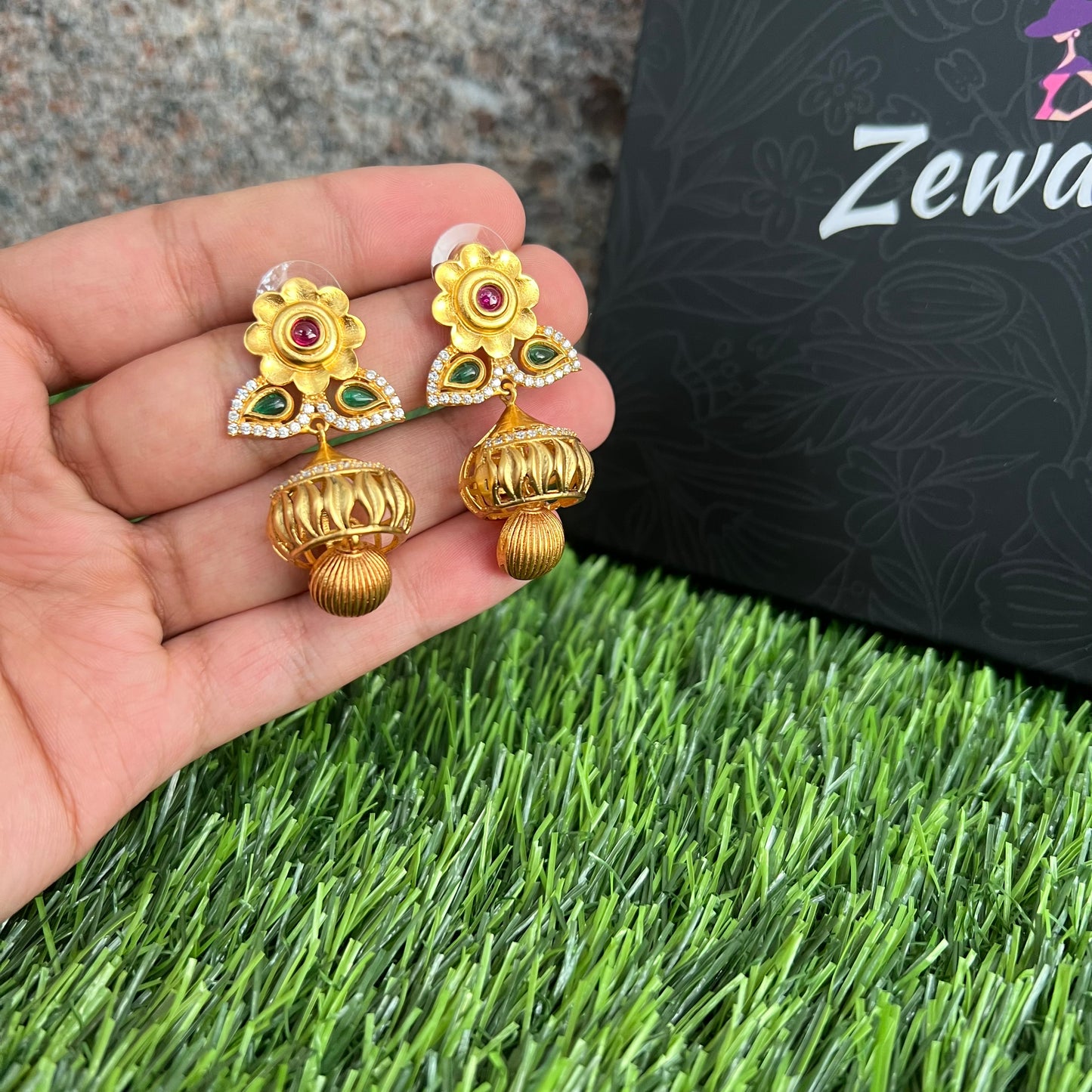 Antique Jhumkis With Gold Plating