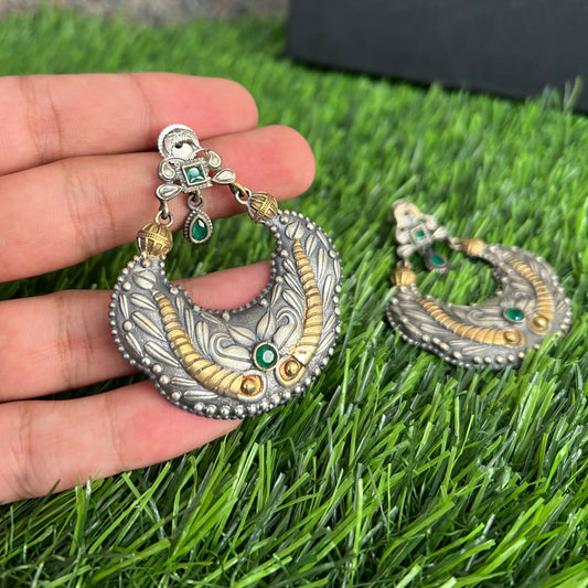 Two Tone Plated Chand Earring