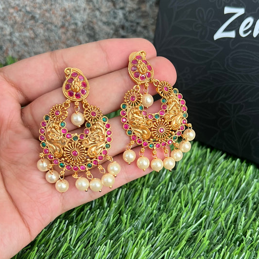 Matte Gold Plated Chand Earrings