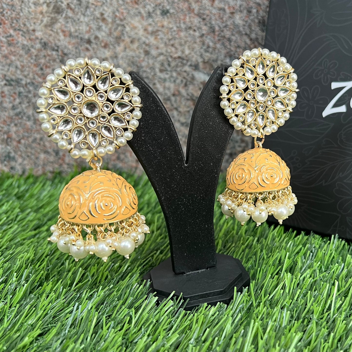 Oversized Peach Jhumkas