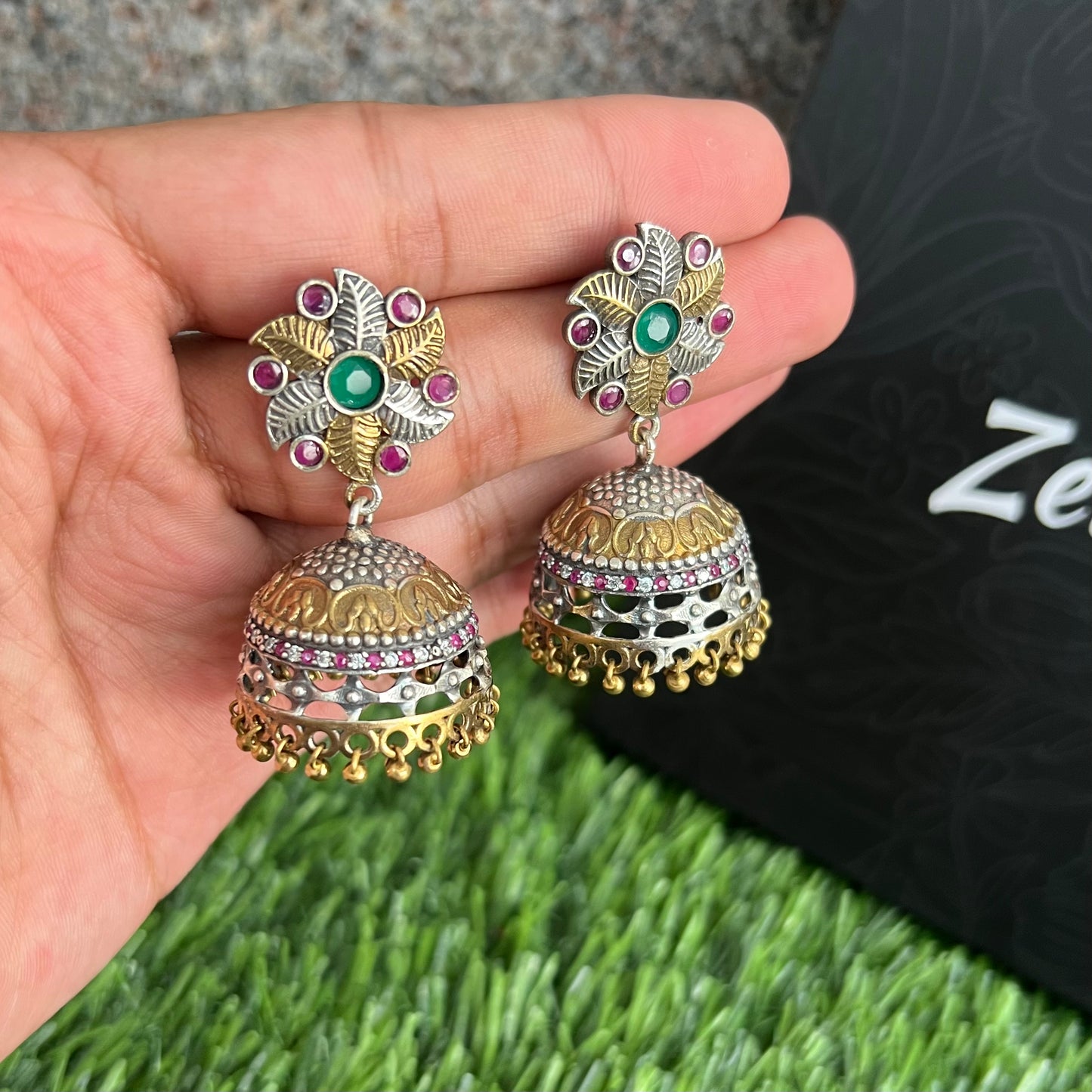 Handmade Leaf Jhumkas